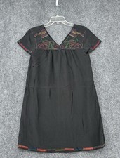 Madewell Embroidered Silk Colorstitch Classic Black Lined F5171 Dress XS