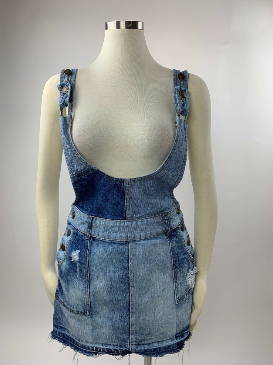 free people denim patchwork dress Carleen Long Vacation Dress