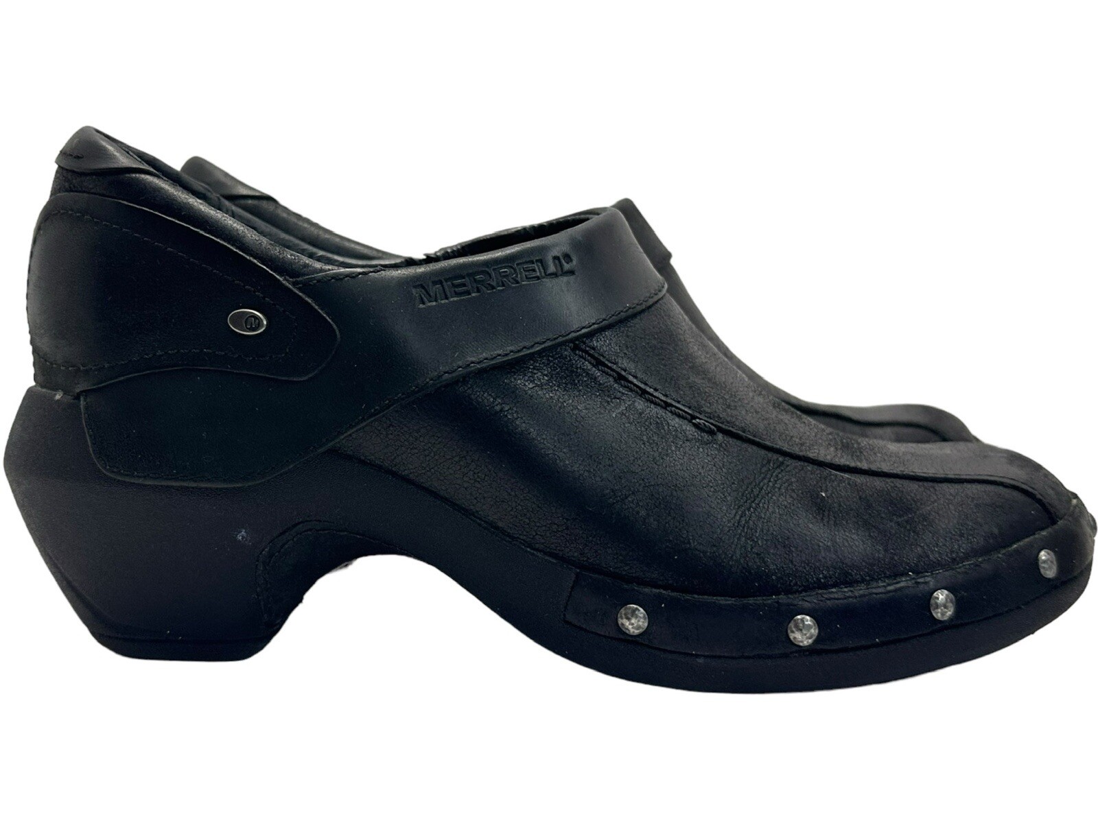 Zoccoli comodi Merrell in pelle nera Luxe avvolgenti donna 6