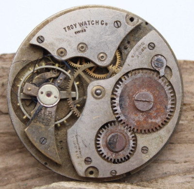 TROY SWISS POCKET WATCH MECHANICAL MOVEMENT 6j 38.9mm FOR REPAIR (OT)