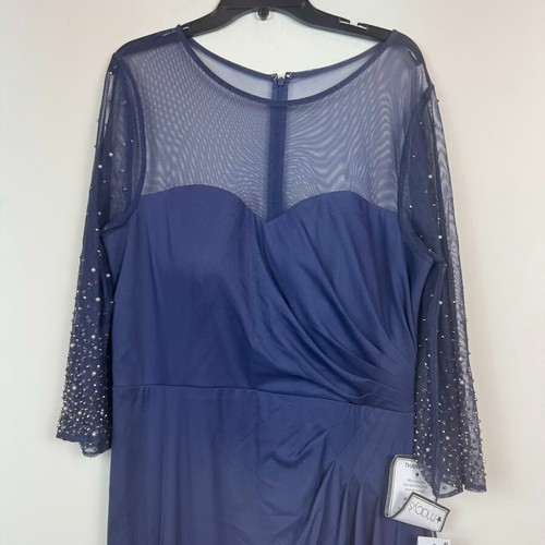 Alex Evenings Womens 10 Wedgewood Blue Illusion Trim Embellished Dress NWT BZ65 - Picture 4 of 7