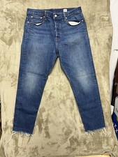 Levi's Women's White Oak Cone Denim Jeans Buttonfly Raw Hem Straight Leg 32x28