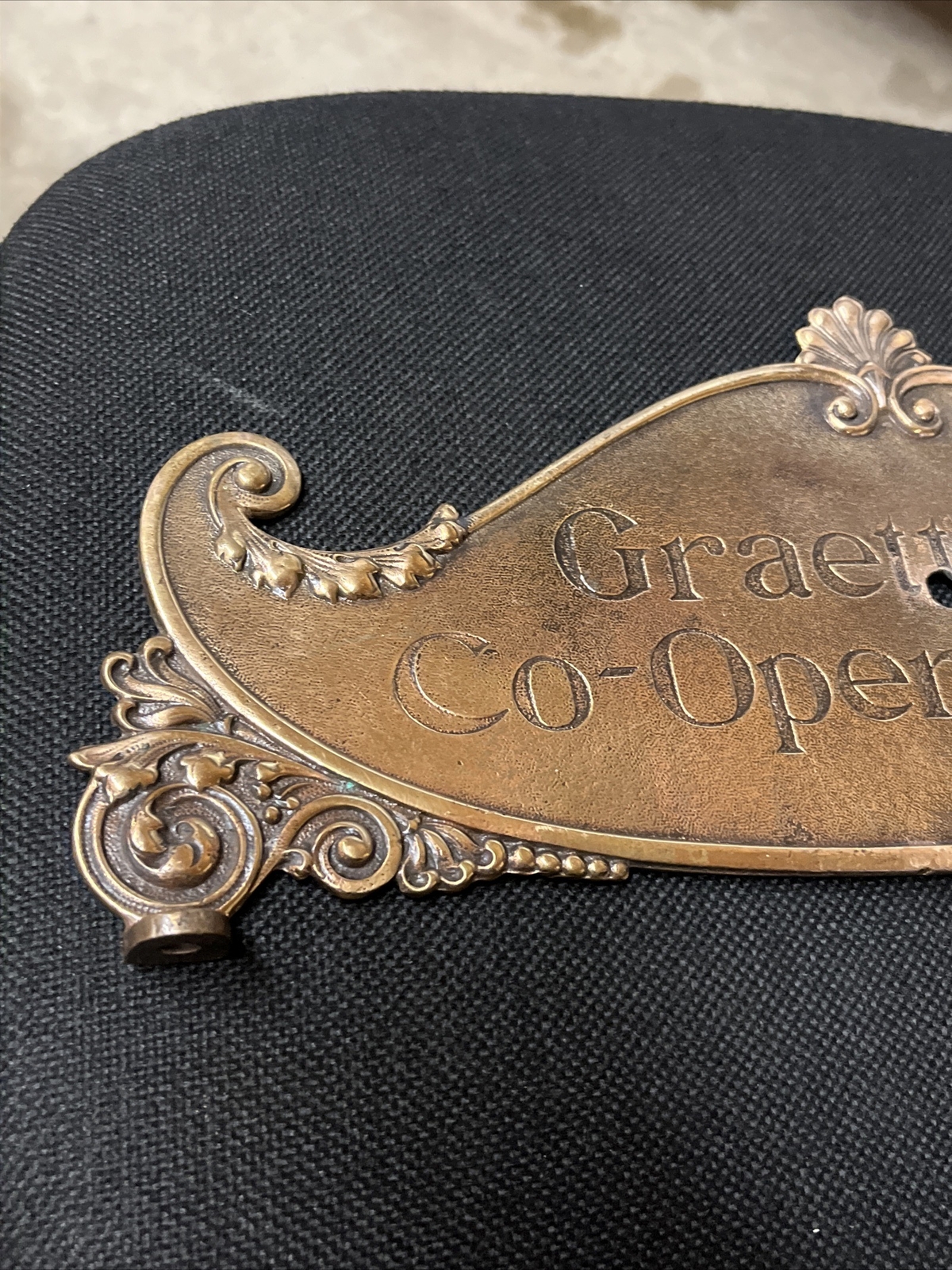 Original National Cash Register Brass Sign Topper Graettinger Iowa COOP