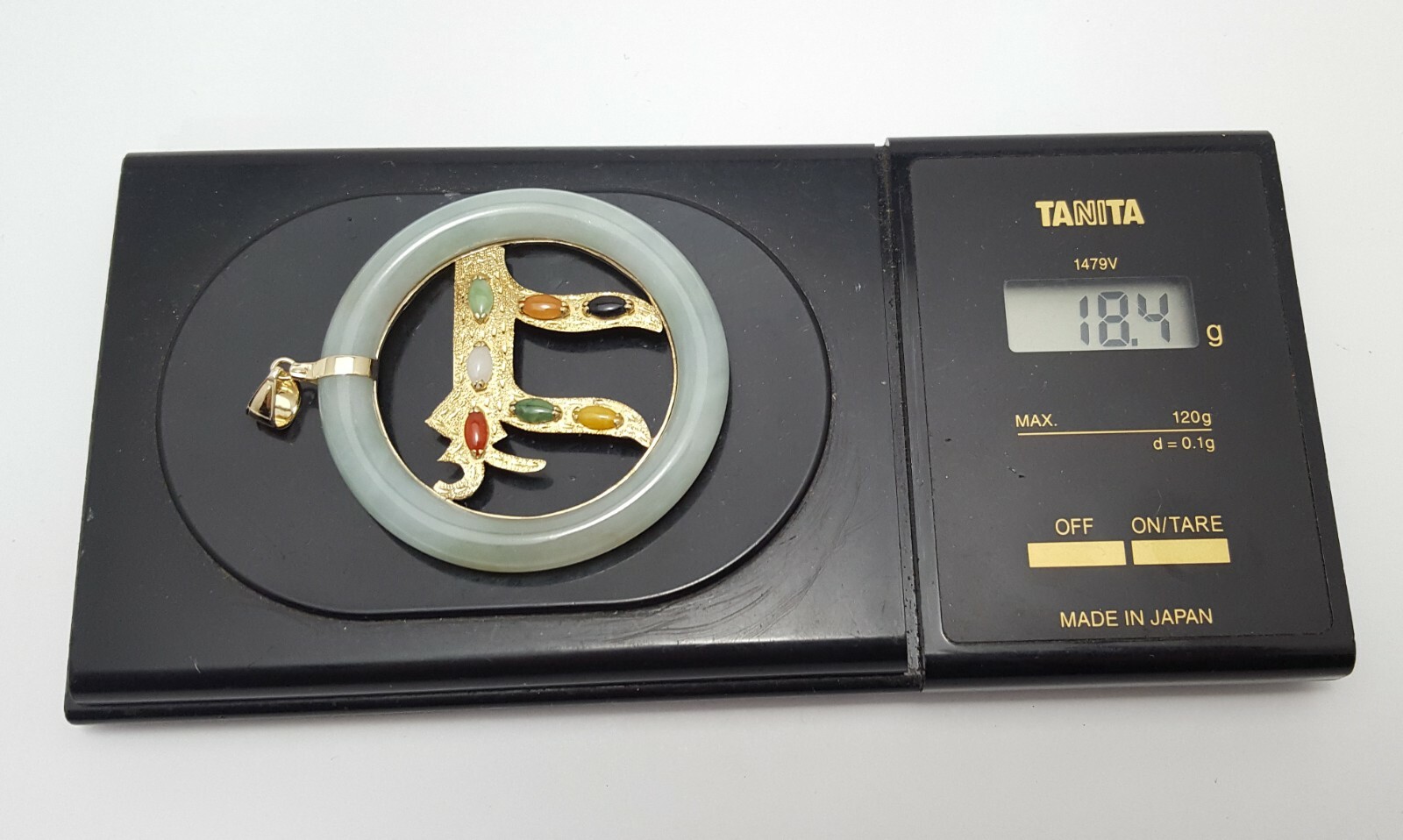 Unique 14K Solid Yellow Gold Large Multi Colored … - image 11