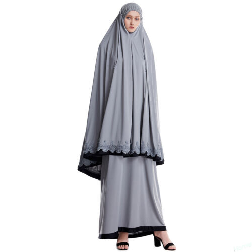2pcs Women Prayer Dress Abaya Hijab Khimar Skirt Kaftan Dress Muslim Overhead - Picture 42 of 53