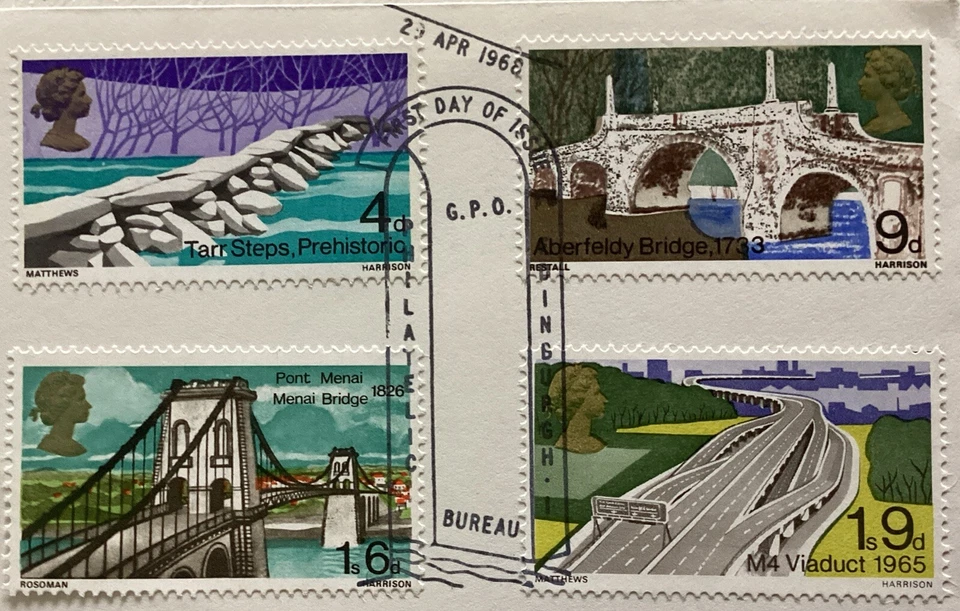 GB QEII 1968 Bridges GPO FDC GPO Philatelic Bureau SHS Typed Address With Insert - Image 2 of 4