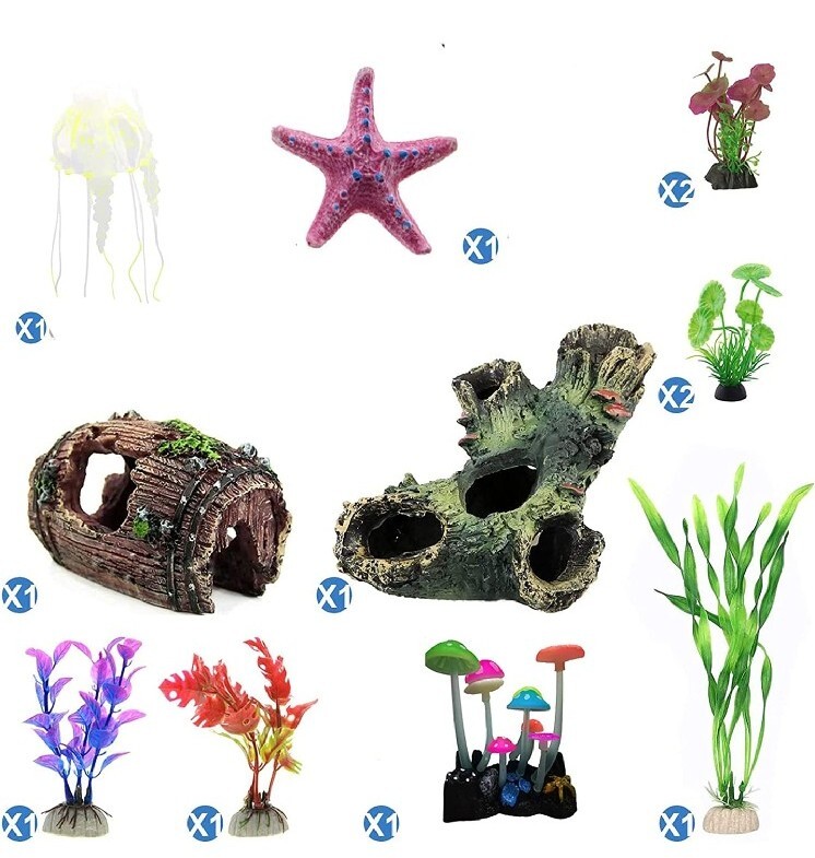 Aquarium Ornament Decorations Accessories 12 Packs Fish Tank