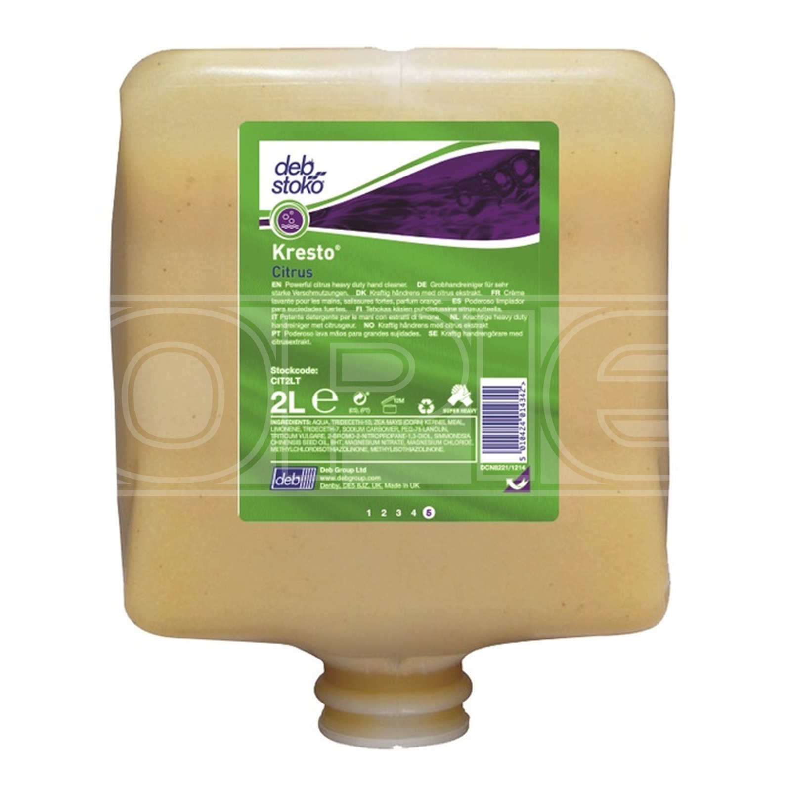 Deb Citrus Power Hand Wash Cartridge For Use In HVY2LDPEN Dispenser 2L CIT2LT