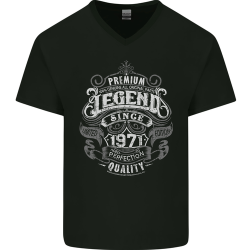 Premium Legend 54th Birthday 1971 Mens V-Neck Cotton T-Shirt - Picture 3 of 3