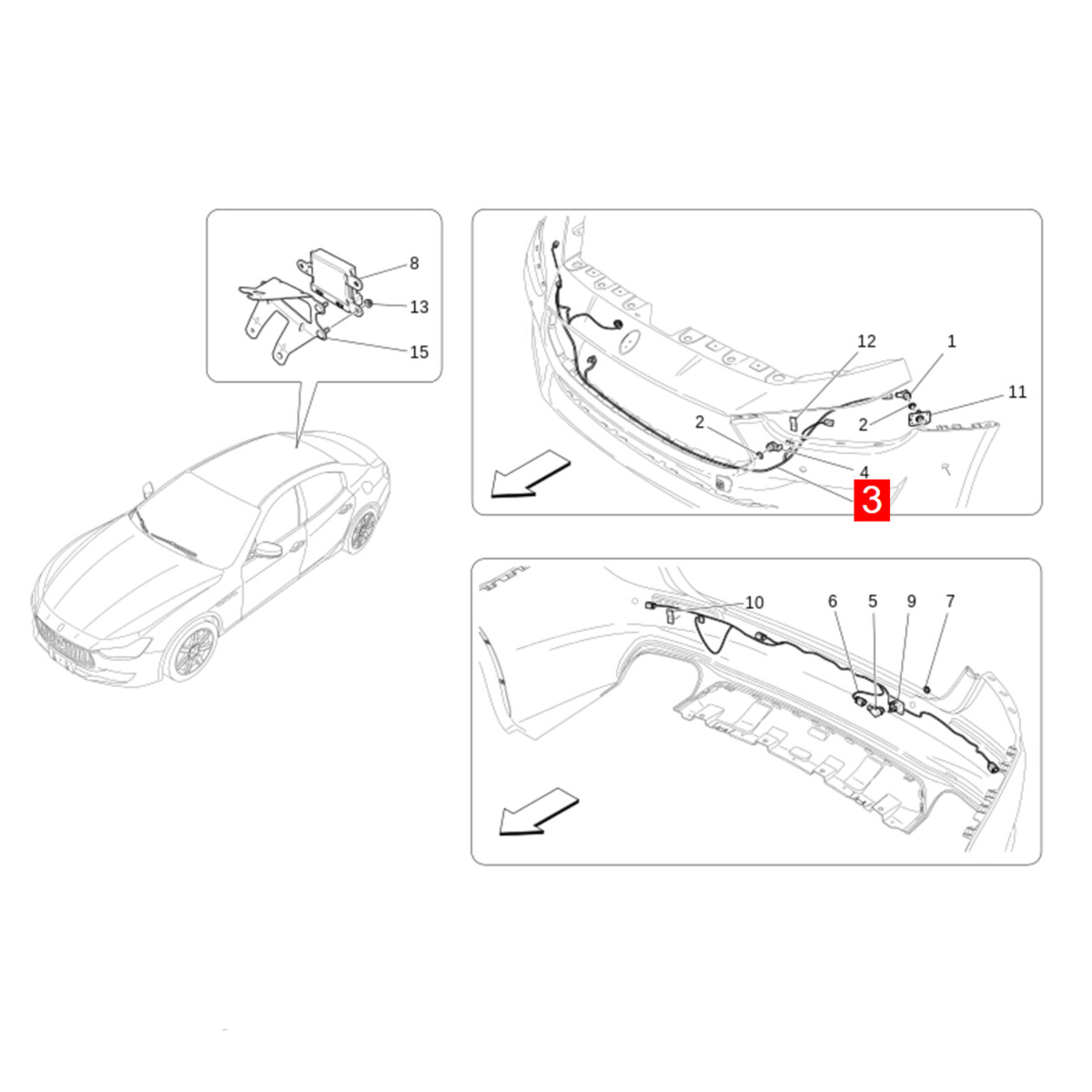 Front Bumper Parking Sensor Wire Harness for Maserati 2018-2021 Ghibli (M157)