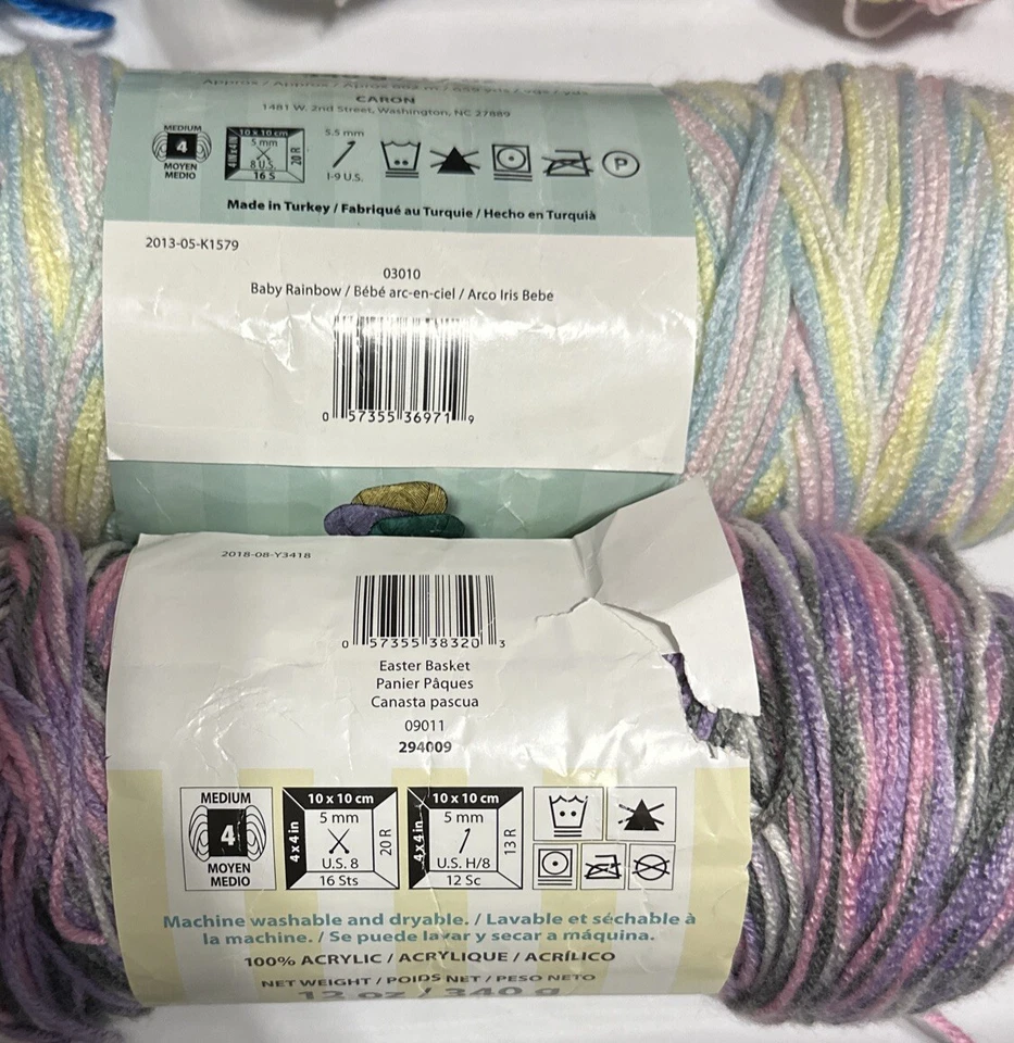 LOT of 2 CARON JUMBO In BABY RAINBOW & EASTER BASKET 12oz & 595yds 100% Acrylic - Image 2 of 4