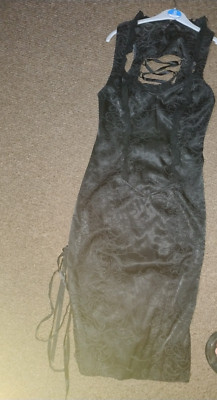 lip service blacklist goth satin dress lace back damaged S vampire blace vintage