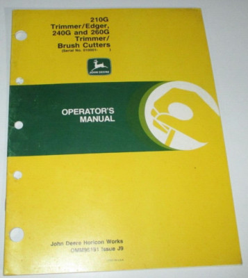 John Deere 210G 240G 260G Trimmer/Edger & Brush Cutter Operators Manual OMM95191