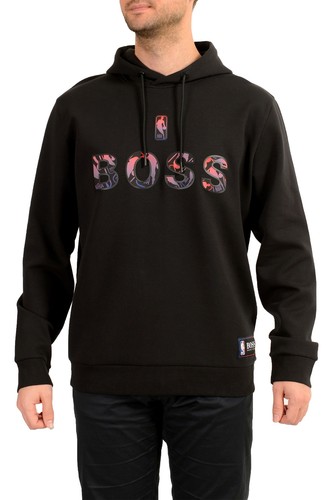 Hugo Boss Men's "W_Bounce2_2" Black Logo Hooded Sweatshirt Hoodie US XS IT 46