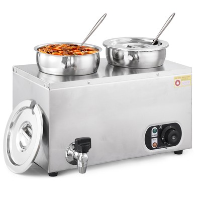 600W Pot Soup Warmer Commercial Soup Station Kettle Warmer Bain Marie