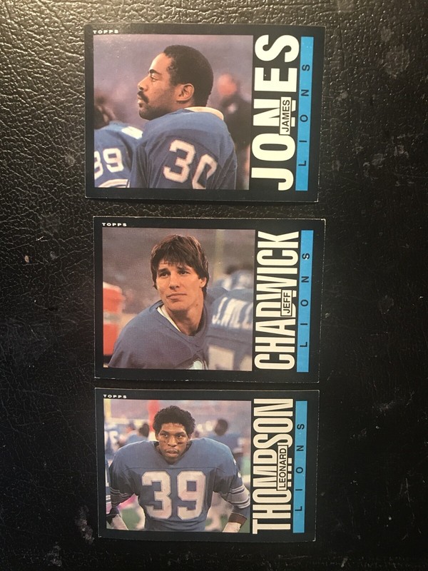 Jeff Chadwick, Leonard Thompson & James Jones.1985 Topps Detroit Lions
