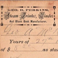 1877 The Journal Geo Perkins Book Manufacturer Receipt Sioux City Iowa Postcard