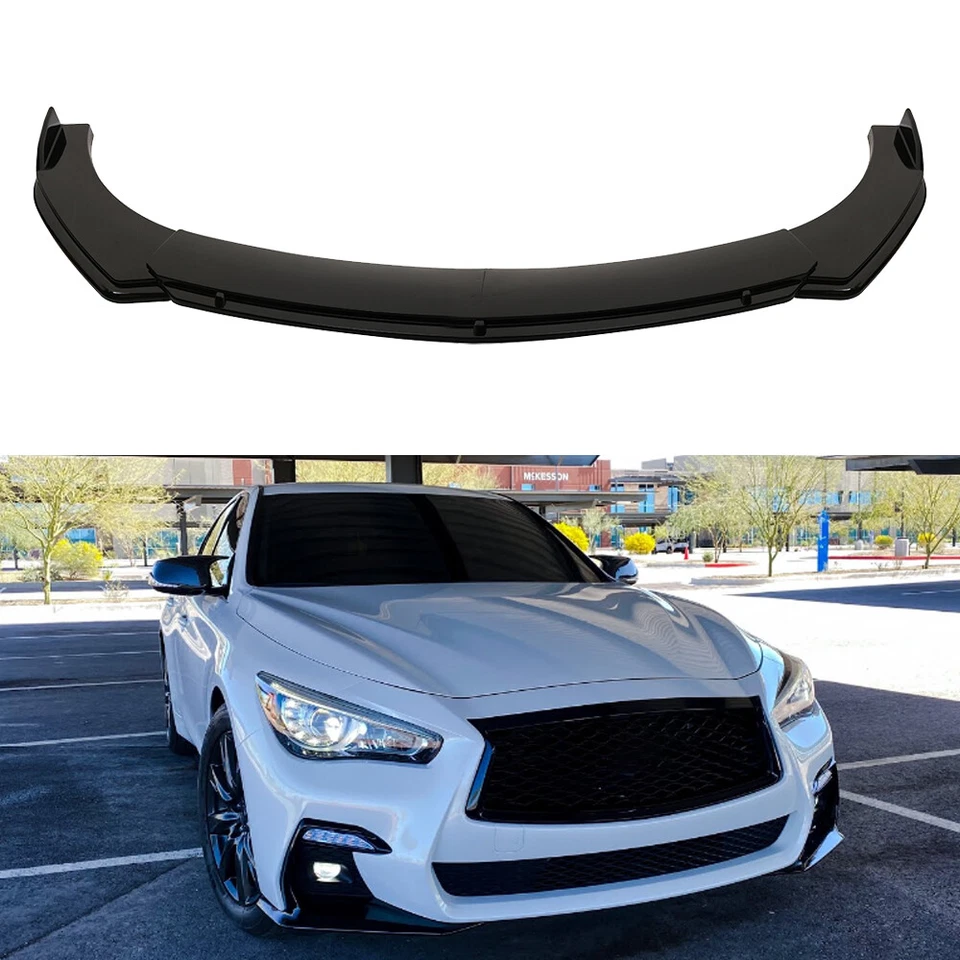 Front Bumper Lip Splitter 78.7" Side Skirt Strut Rods Body For Fiat 124 Spider - Image 4 of 4