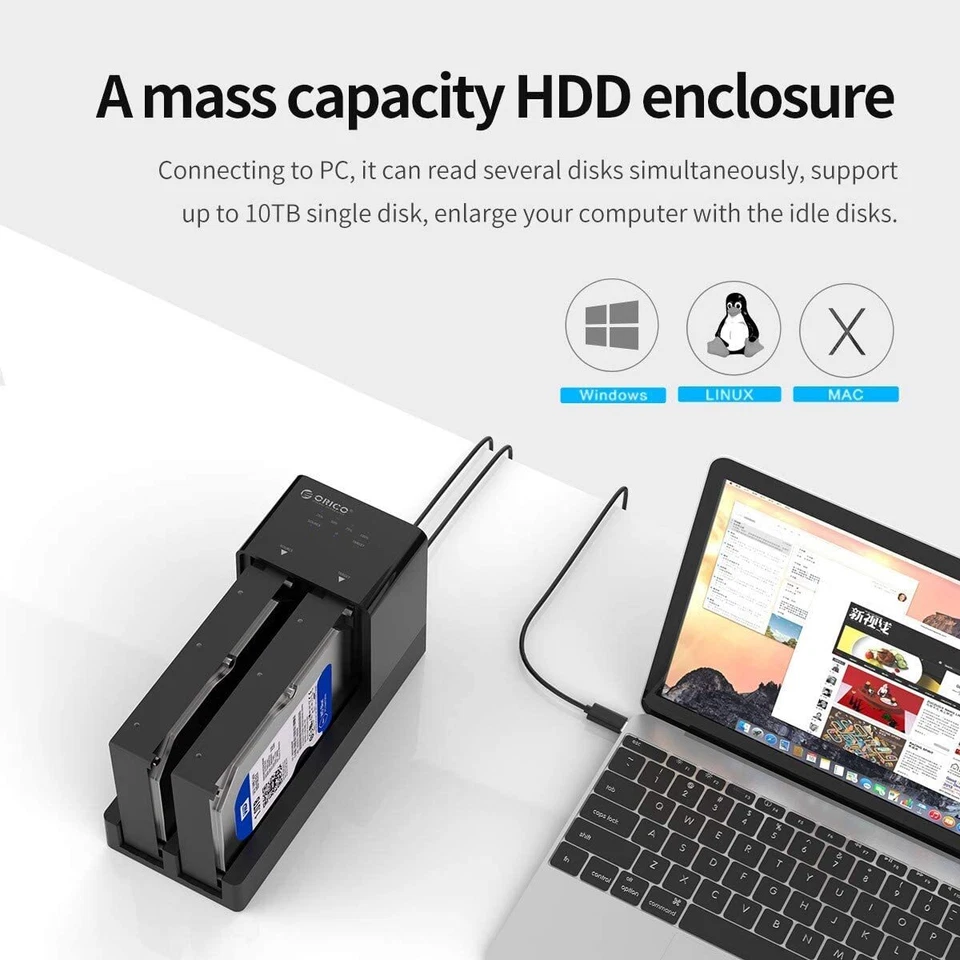 ORICO USB3.0 to SATA Dual Bay Docking Station Offline Clone 2.5"/3.5" Hard Drive - Image 4 of 4