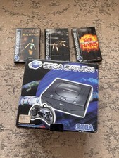 SEGA Saturn PAL Black Console Boxed w/ Manuals CD-ROM + Tomb Raider Die Hard