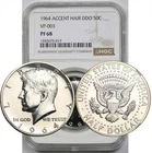 1964 VP-003 50C NGC PF 68 (Accent Hair DDO) Kennedy Half Dollar Pop 11/1