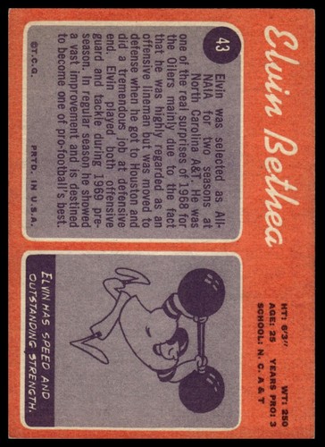 1970 Topps #43 Elvin Bethea - Bild 2 von 2