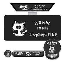 Desk Mat Set + Keyboard and Mouse Pad with Wrist Rest Support,4-in-1 Large Mo...