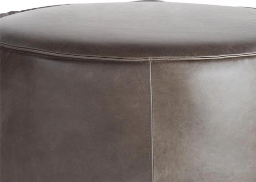 Lusso Collection Gray Leather Pouf-Versatile Comfort - Picture 4 of 5