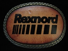 OA01146 NOS VINTAGE 1970s REXNORD COMPANY LEATHER BRASSTONE BELT BUCKLE