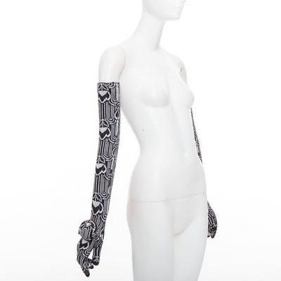 PRADA 2021 Raf Simons Runway black white wool triangle pocket long gloves M