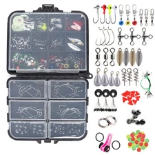 188Pcs Fishing Tackle Kit Accessories Lures/Sinker/Weights/Beads/Hooks/Swivels H