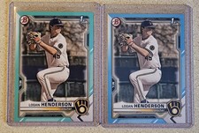 Logan Henderson 2021 Bowman Draft SP Sky Blue & Aqua RC /199 /499 LOT Brewers 🔥