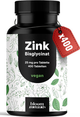 Zink Tabletten 25mg - 400 Stück - Zink-Bisglycinat - Vegan - Laborgeprüft