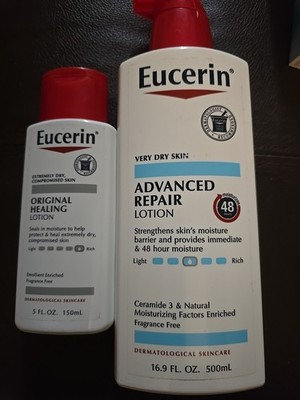 2 Pc Eucerin Advanced Repair/Original Moisturizing Frag Free Lotion  (F5)