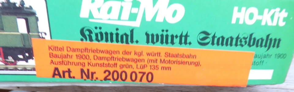 Rai-Mo H0 200 070 H0 Kittel-Dampftriebwagen Königl. württ. Staatsbahn Epoche 1 - Bild 3 von 4