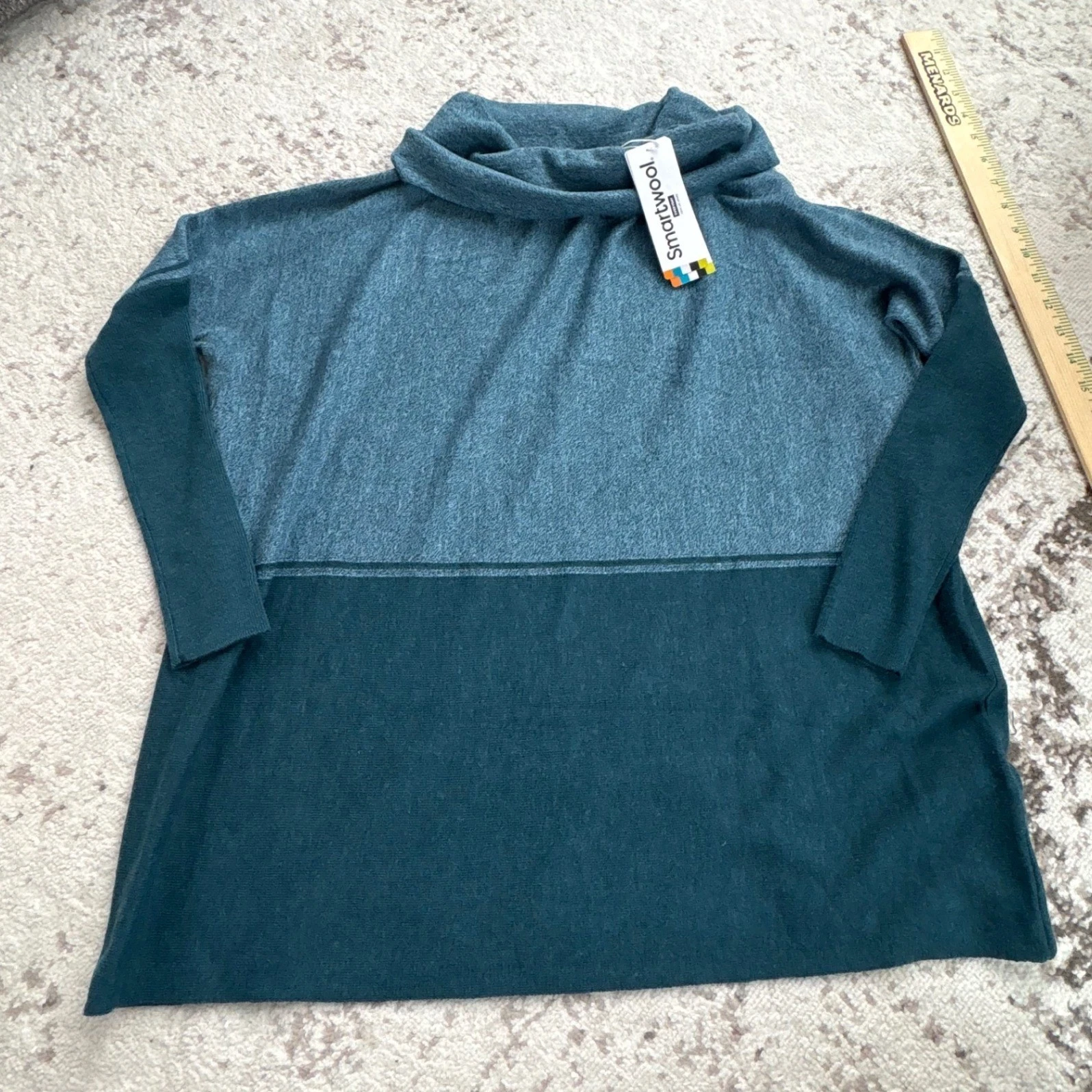 Smartwool Edgewood Poncho Sweater Mist Blue Twilight Blue Marl Cowl Neck size XS