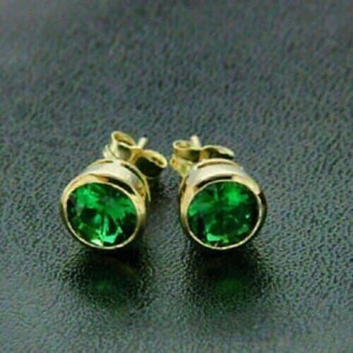 2Ctw Lab-Created Emerald Solitaire Bezel Set Stud… - image 5