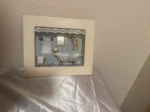 Shadow Box 8X10 Decor Early American Miniature Bathroom. Vintage. Rare Victorian