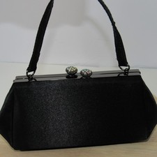 VINTAGE BLACK COCKTAIL EVENING JESSICA MCCLINTOCK PURSE W/SPARKLE LATCH