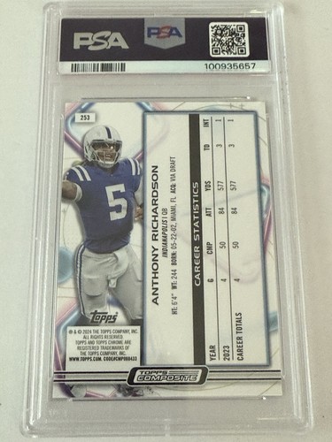 2023 Topps Chrome Composite Cosmic Nucleus Anthony Richardson Rookie Card PSA 10 - Picture 2 of 2