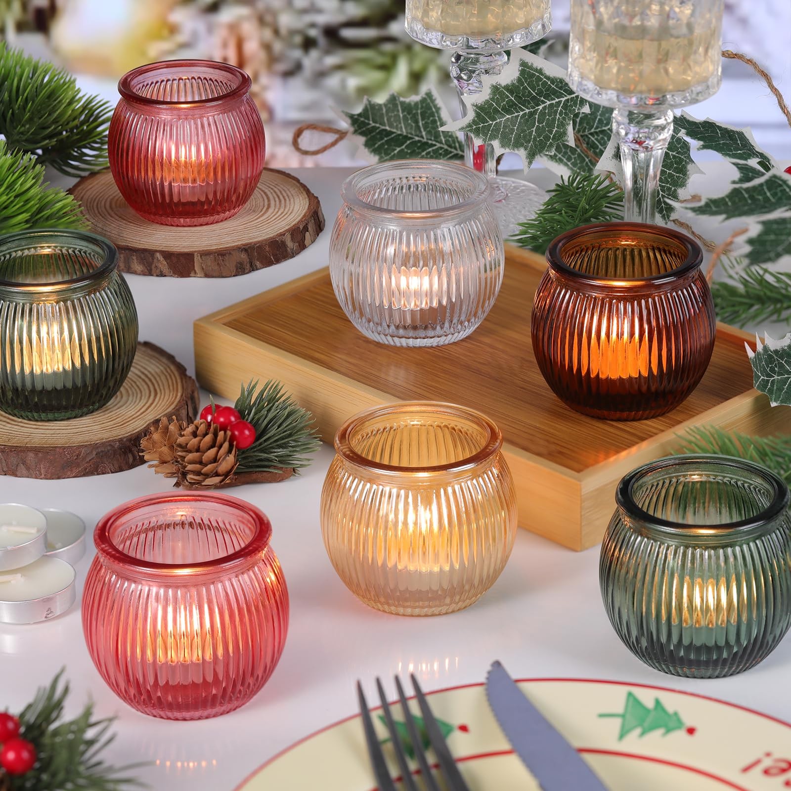S With 20pcs Tea Light Candles, 5 Colors Tealight C...