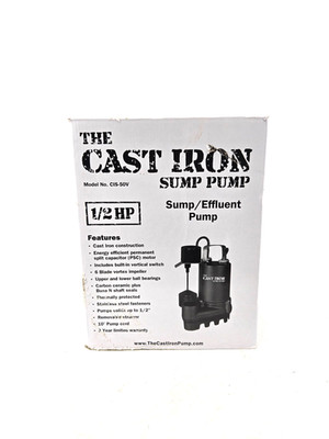 Glentronics CIS-50V Cast Iron Sump Pump 1/2 HP