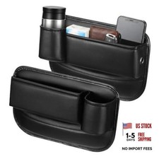 2 Pack Car Seat Gap Filler Organizer, PU Leather Multifunctional Console BLACK