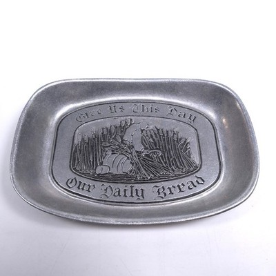 Wilton Armetale Pewter Bread Tray Give Us This Day Our Daily Bread Metal Decor