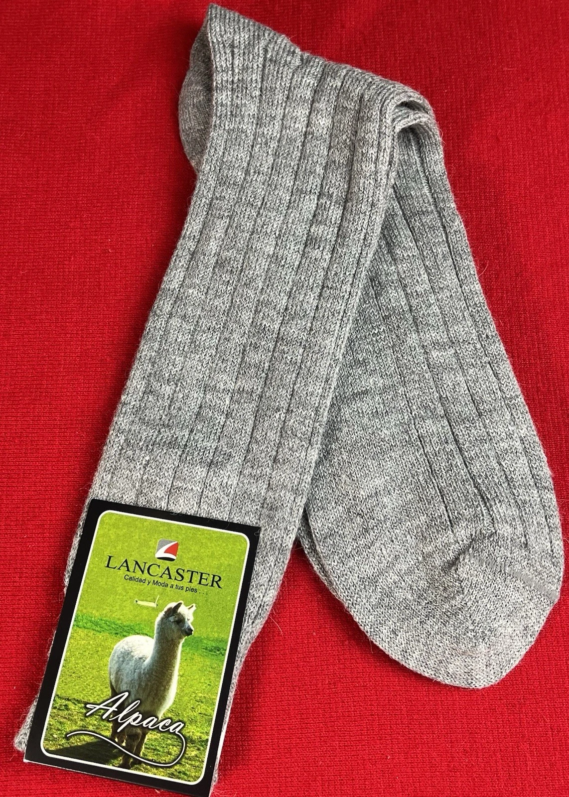 Alpaca Wool Crew Socks Unisex Winter Warm Socks from Peru Silver Size L