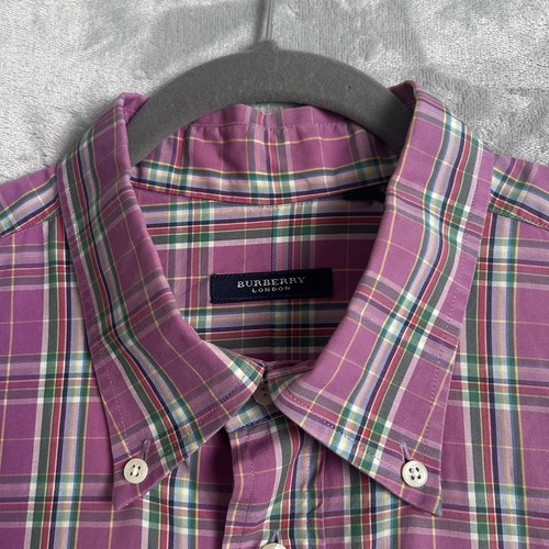Burberry London Shirt Mens 2XL Pink Nova Check Plaid Button Up Casual USA Made - Picture 7 of 14