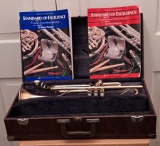 Vintage Holton Collegiate Trumpet with Case & Trumpet Books
