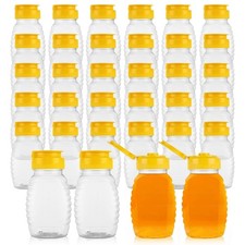 30 PCS Bulk Plastic Honey Bottles Squeeze Containers Yellow Lid 8 oz