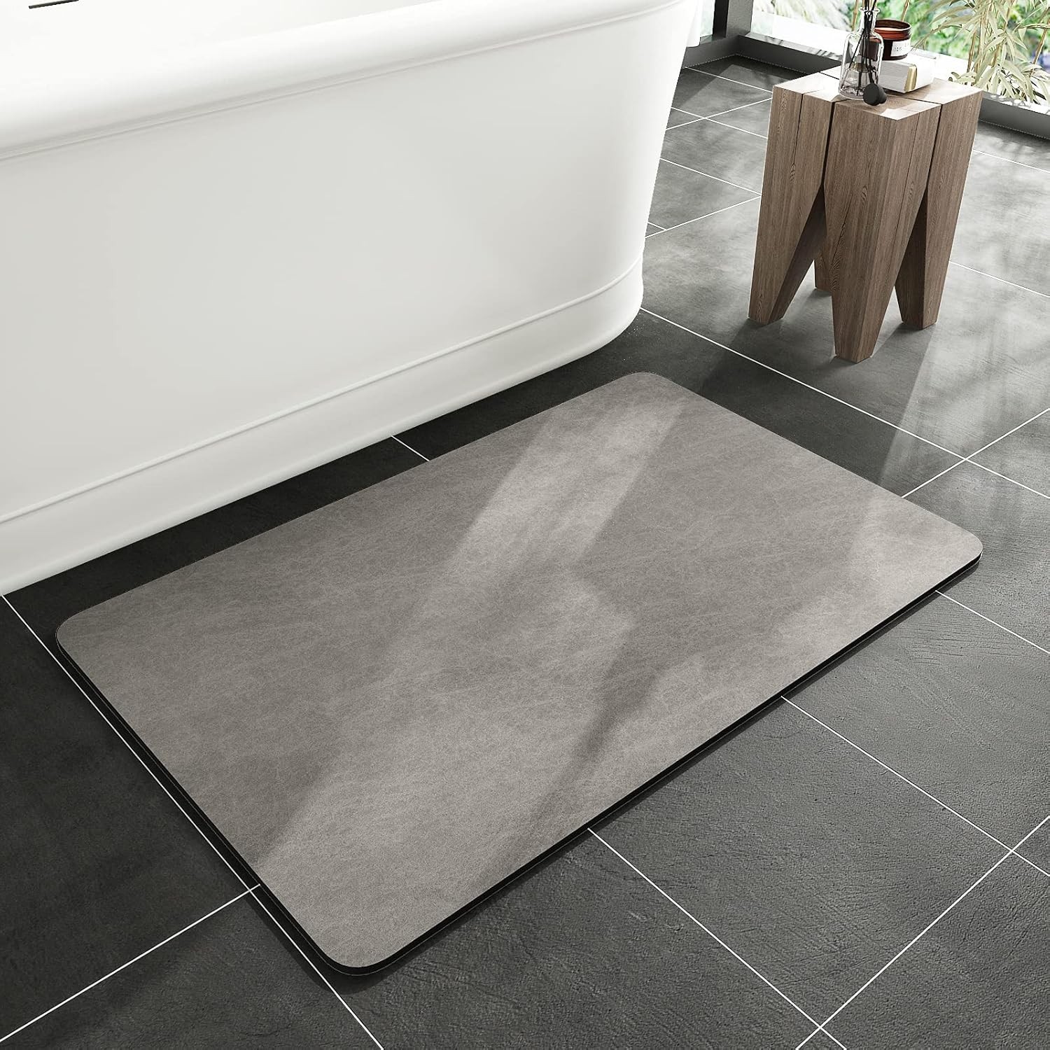 Non-Slip Thin Bathroom Rug with Rubber Backing - Quick Dry & Fits Under Door