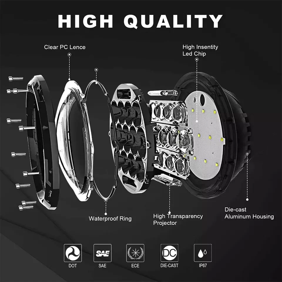 Faróis de LED redondos com lâmpada de seta Ford Courier 1972-1982 2x7" polegadas - Imagem 3 de 4